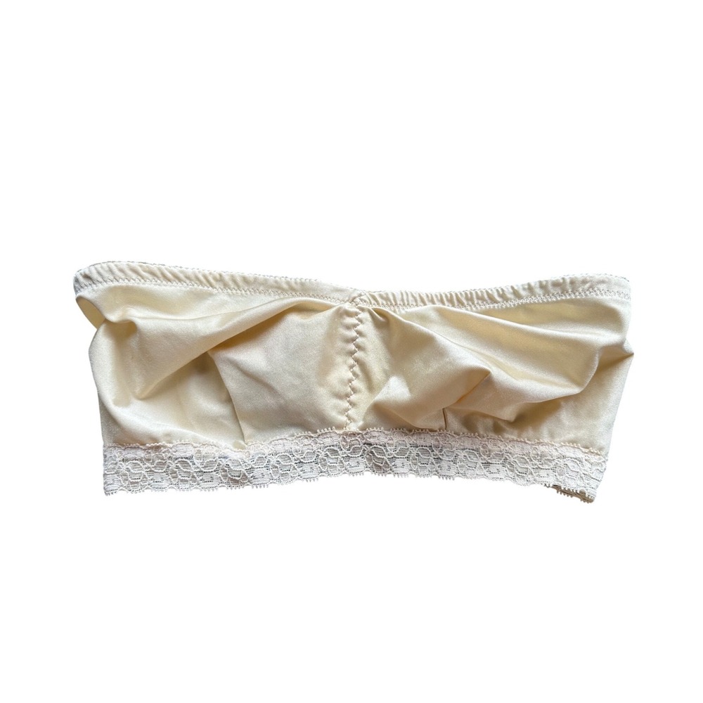 Vintage Smoothie Strapless‎ Bandeau Bra Cream Lace Trim 36C/D 142 Retro Lingerie